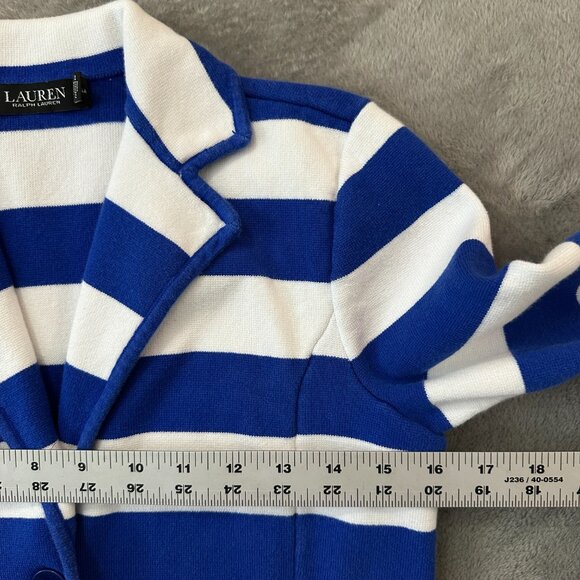 Lauren Ralph Lauren Knit Blazer Jacket SMALL Blue White Striped Preppy Nautical - Picture 4 of 6